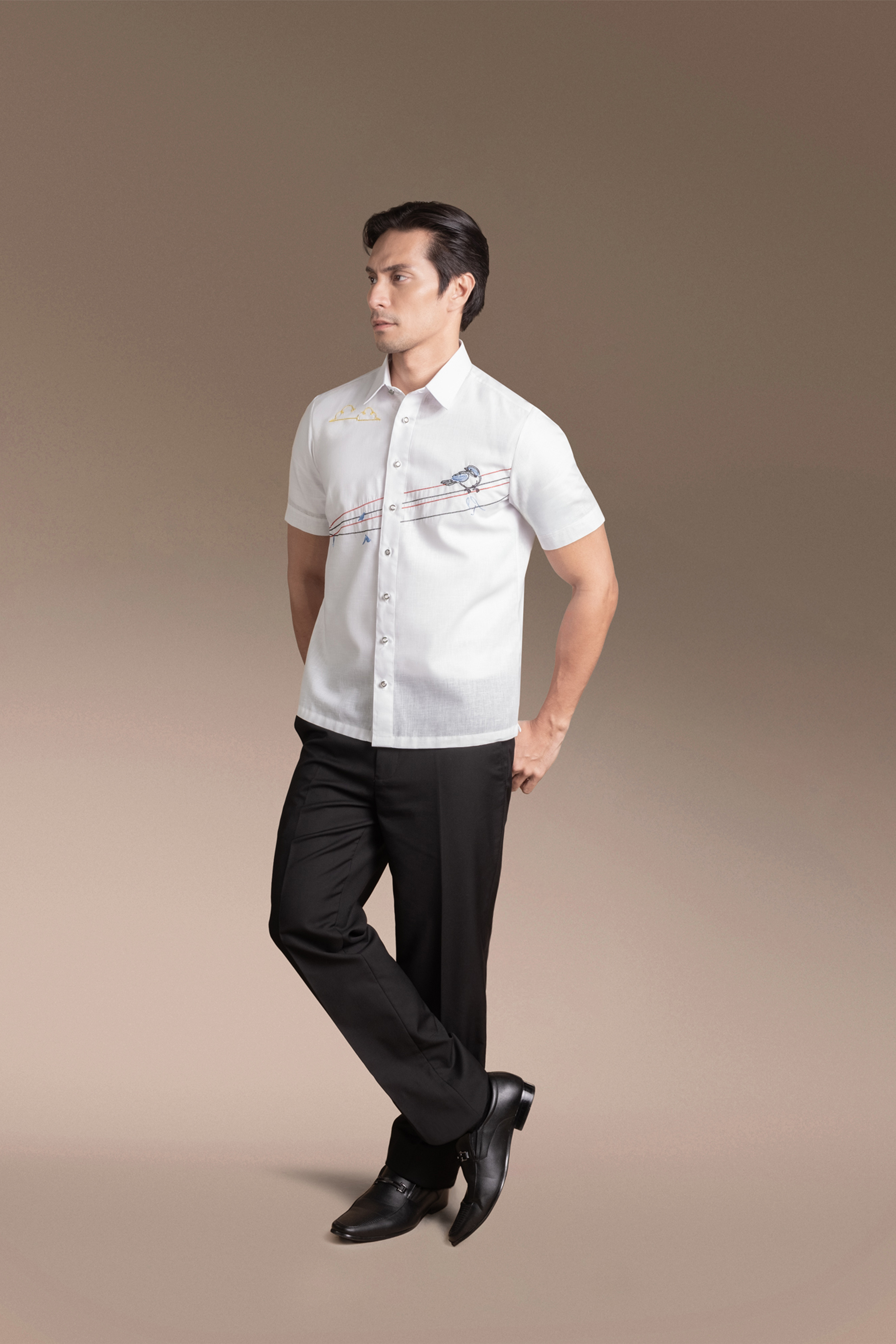 Onesimus Men’s Office Barong, Polyester-cotton Blend, Embroidered