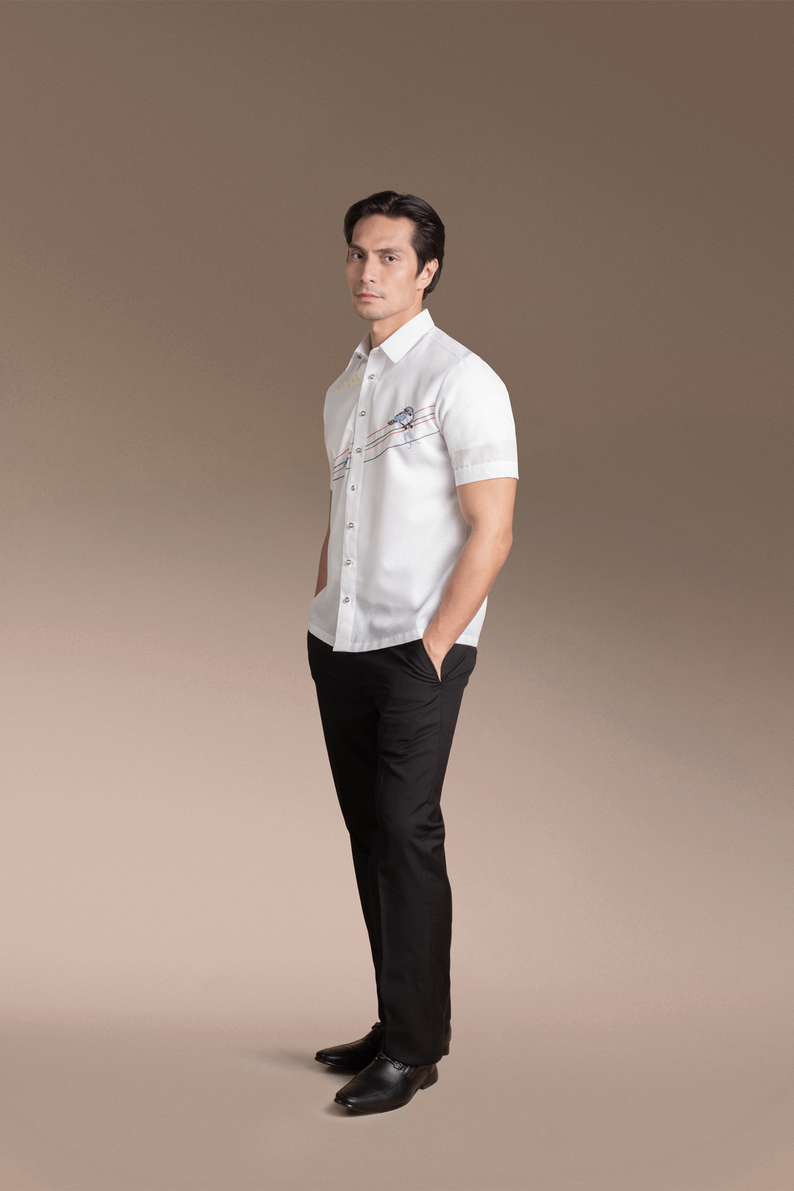 Onesimus Men’s Office Barong, Polyester-cotton Blend, Embroidered