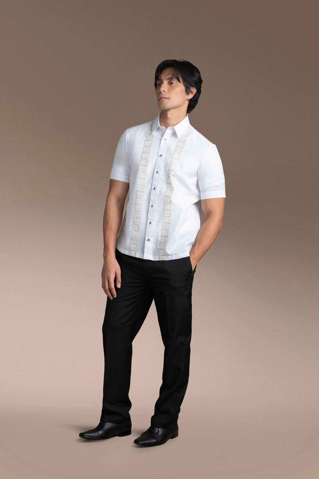 Onesimus Men’s Office Barong, Polyester-cotton Blend, Embroidered