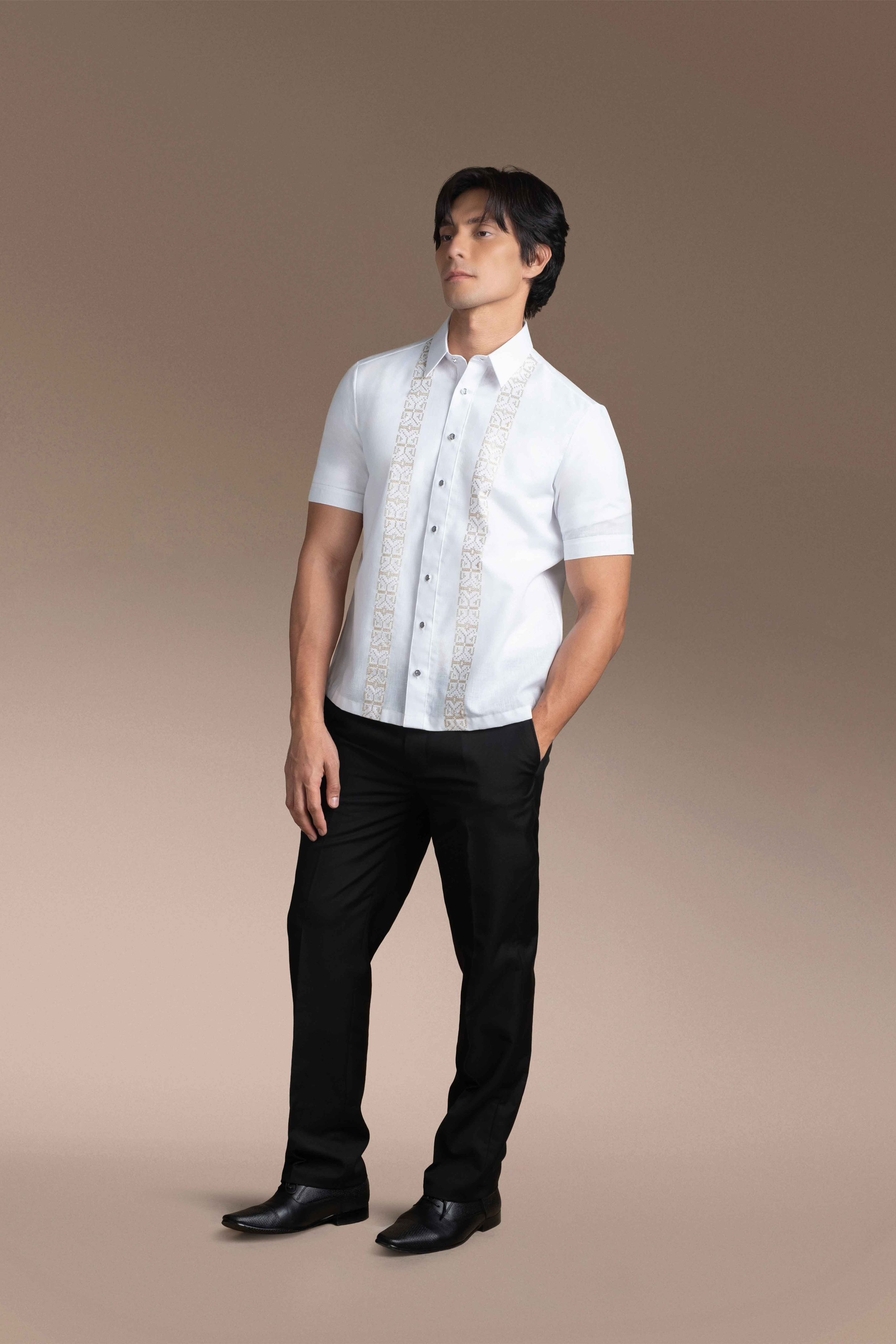 Onesimus Men’s Office Barong, Polyester-cotton Blend, Embroidered