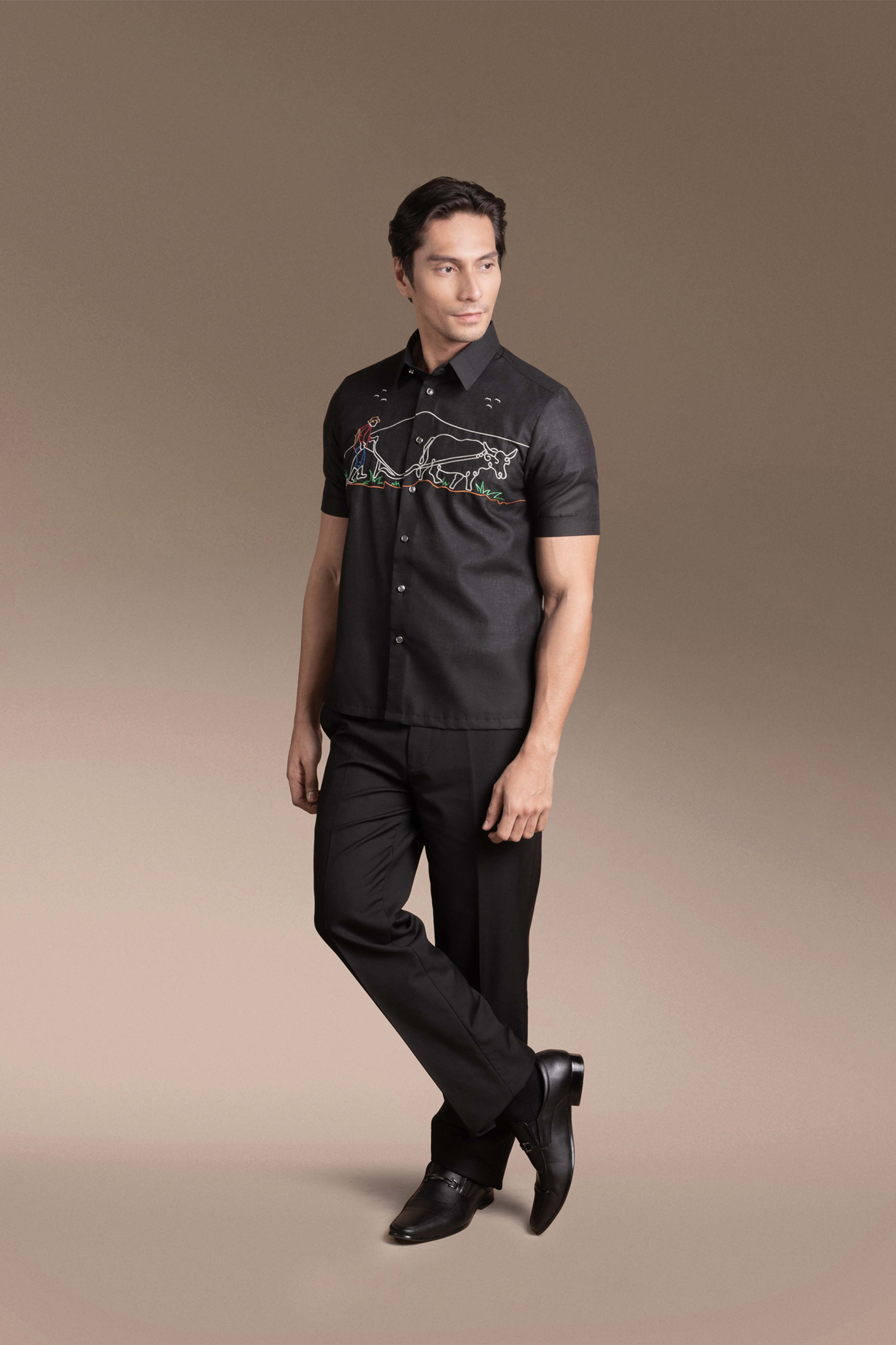 Onesimus Men’s Office Barong, Polyester-cotton Blend, Embroidered