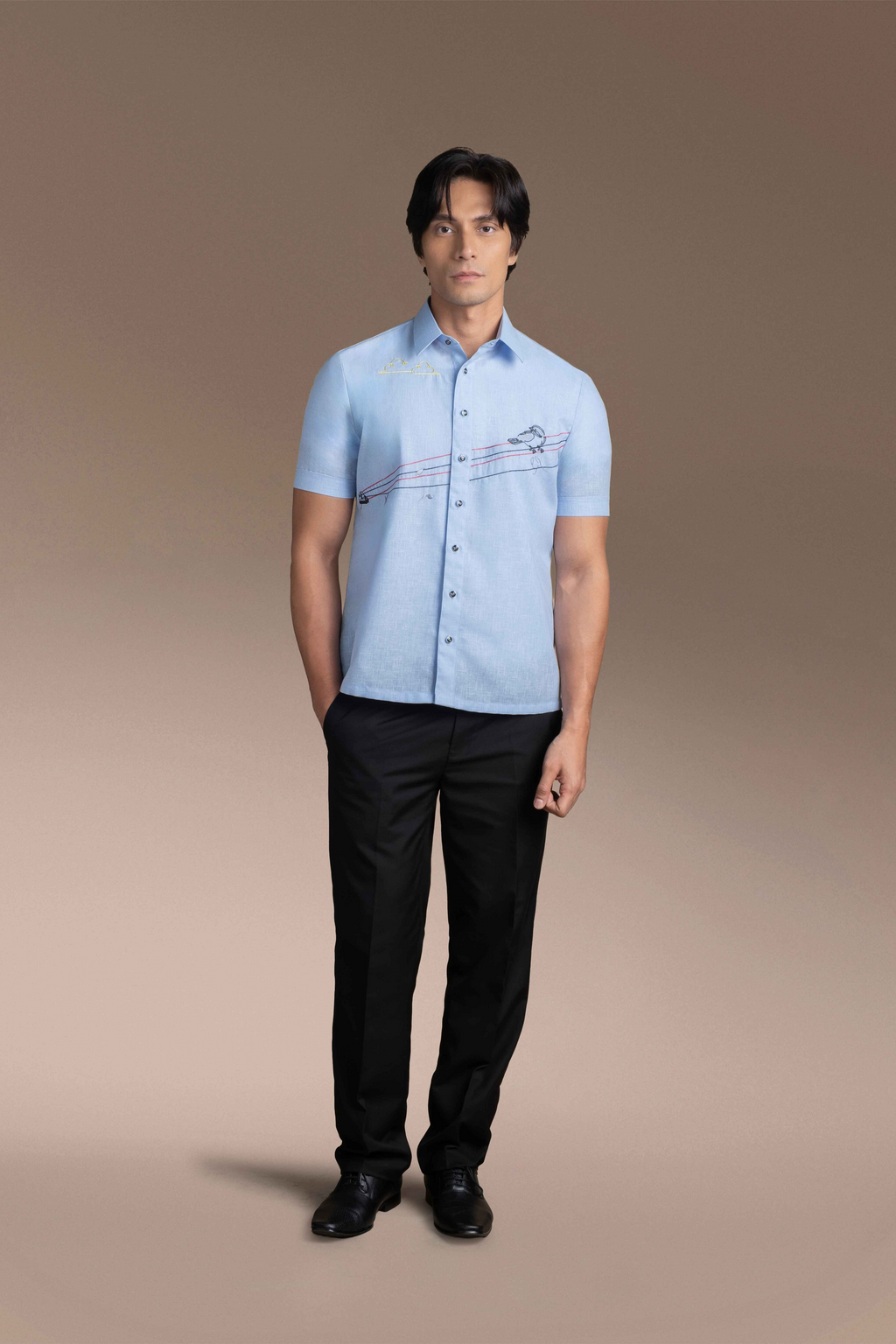 Onesimus Men’s Office Barong, Polyester-cotton Blend, Embroidered