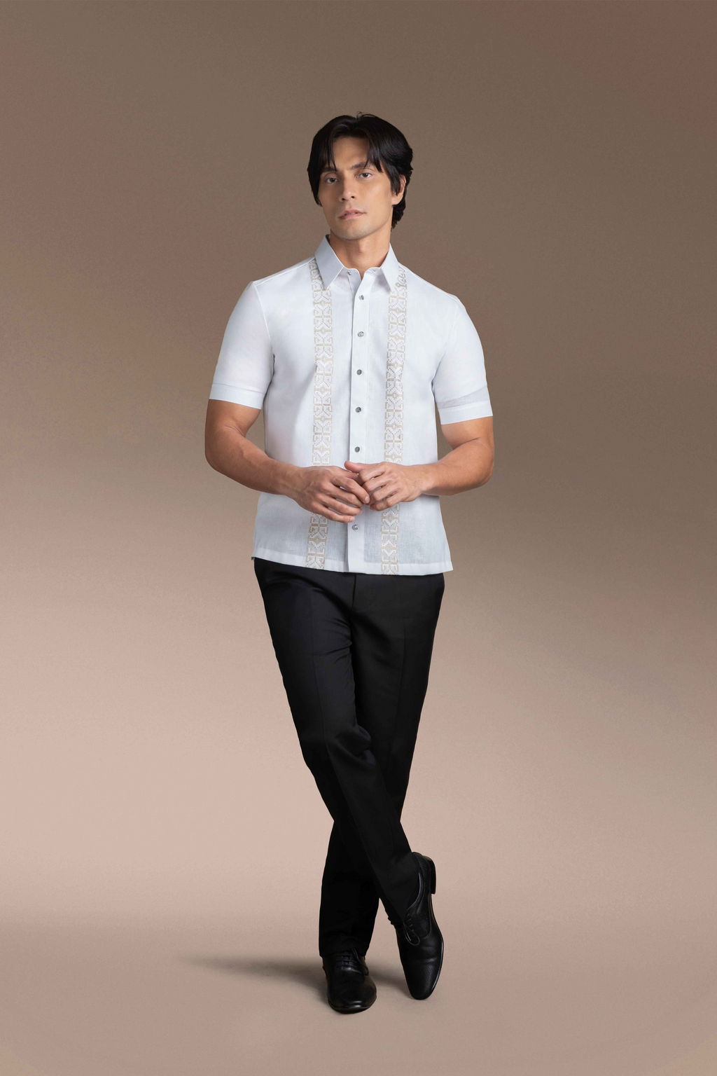 Onesimus Men’s Office Barong, Polyester-cotton Blend, Embroidered