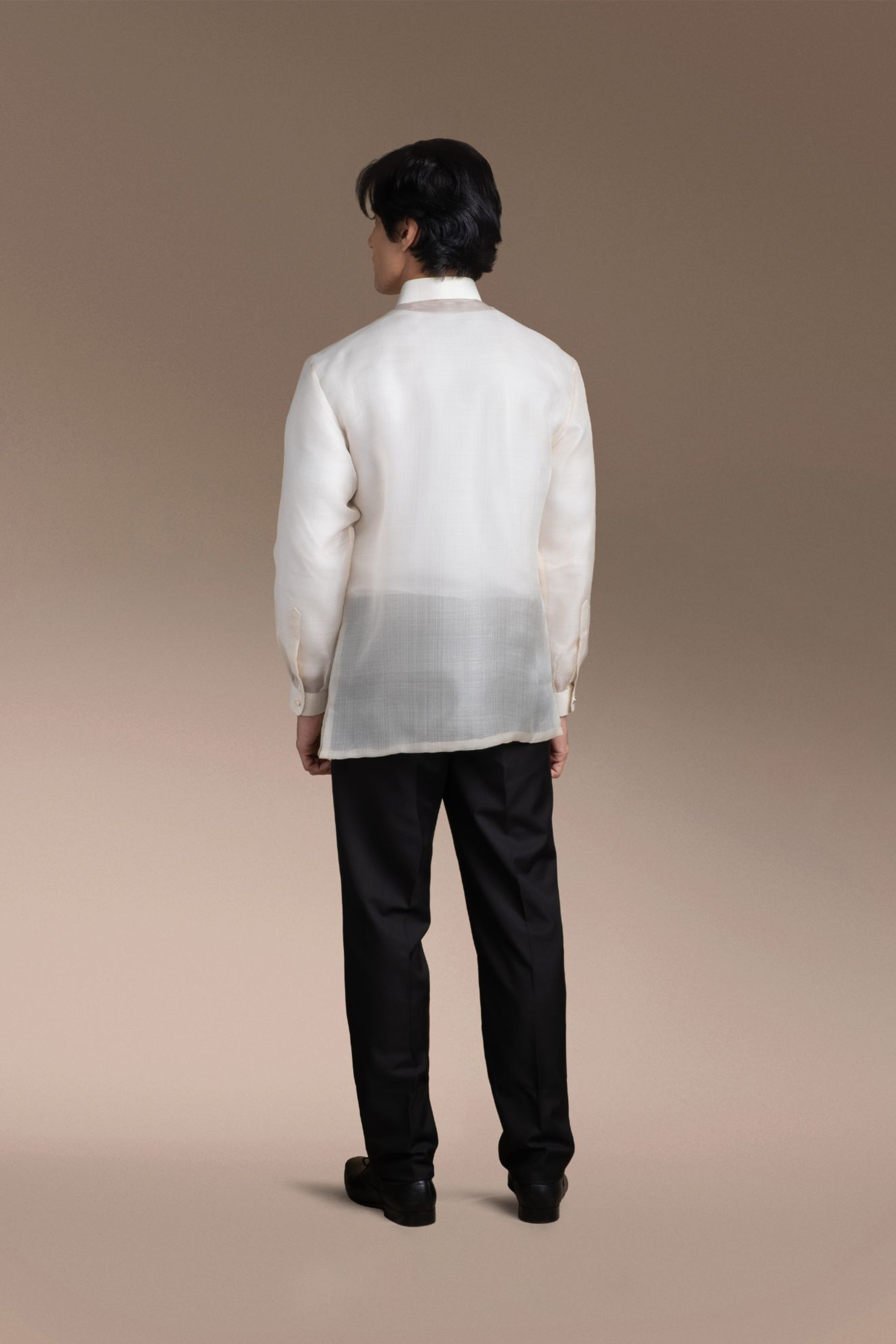 Onesimus Men’s Formal Barong Tagalog, Textured Pure Natural Silk, Embroidered