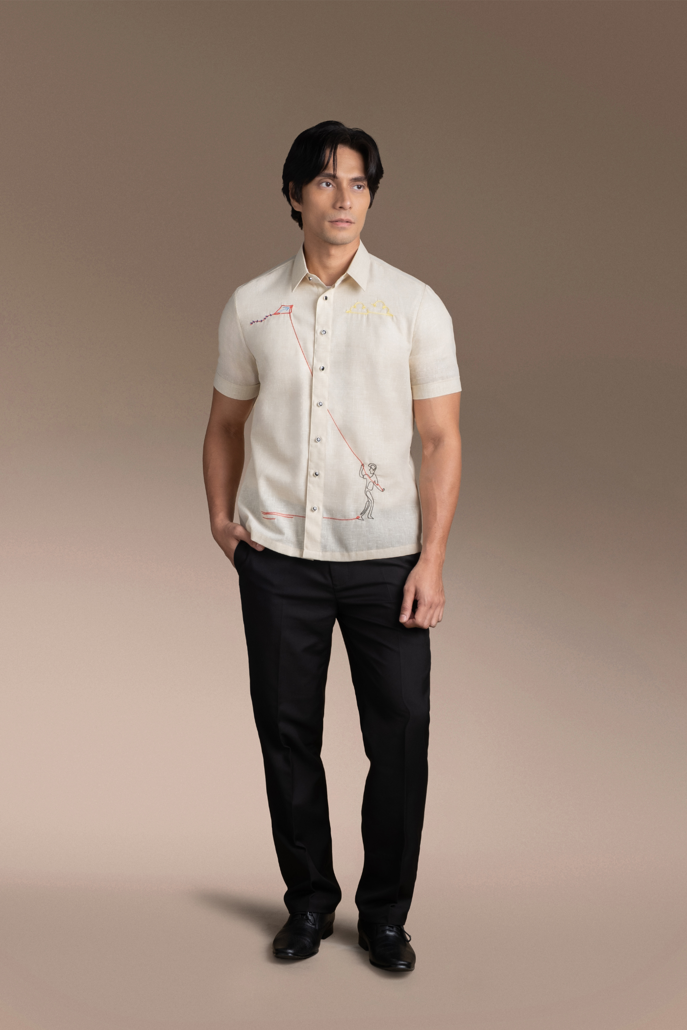 Onesimus Men’s Office Barong, Polyester-cotton Blend, Embroidered