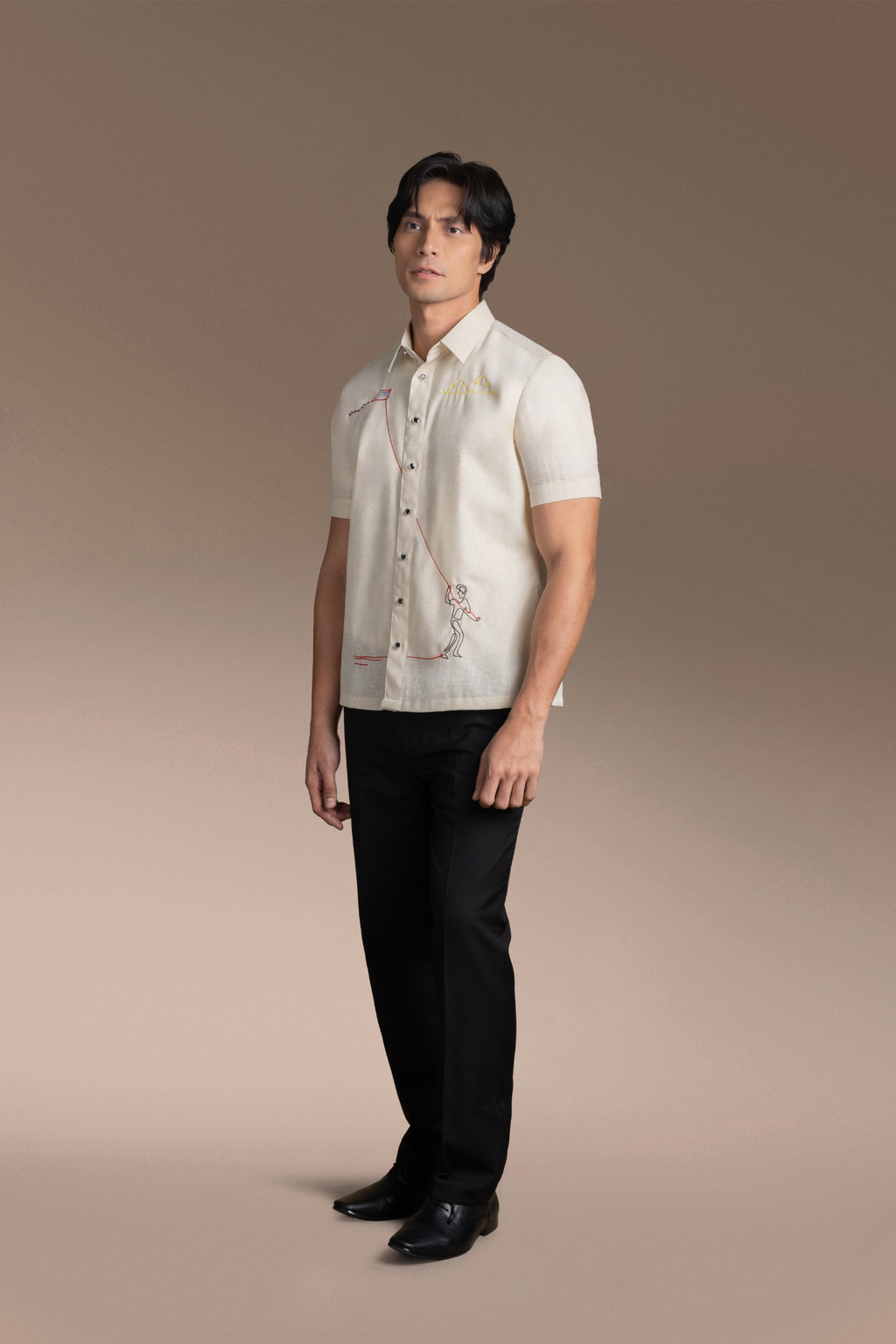 Onesimus Men’s Office Barong, Polyester-cotton Blend, Embroidered