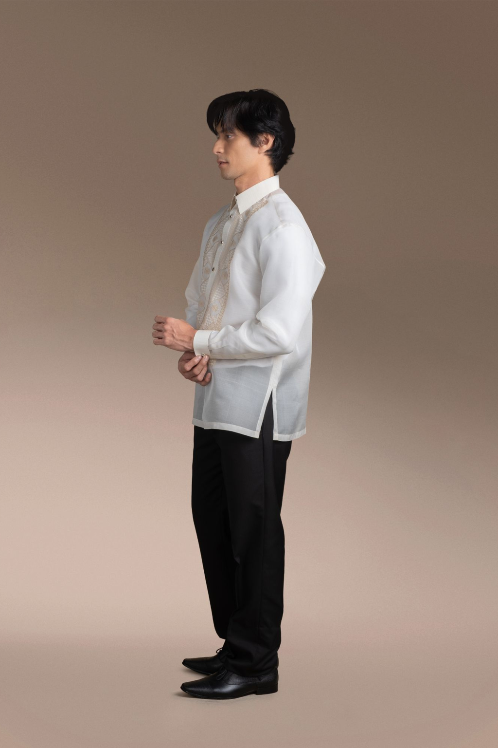 Onesimus Men’s Formal Barong Tagalog, Classic Pure Natural Silk, Embroidered