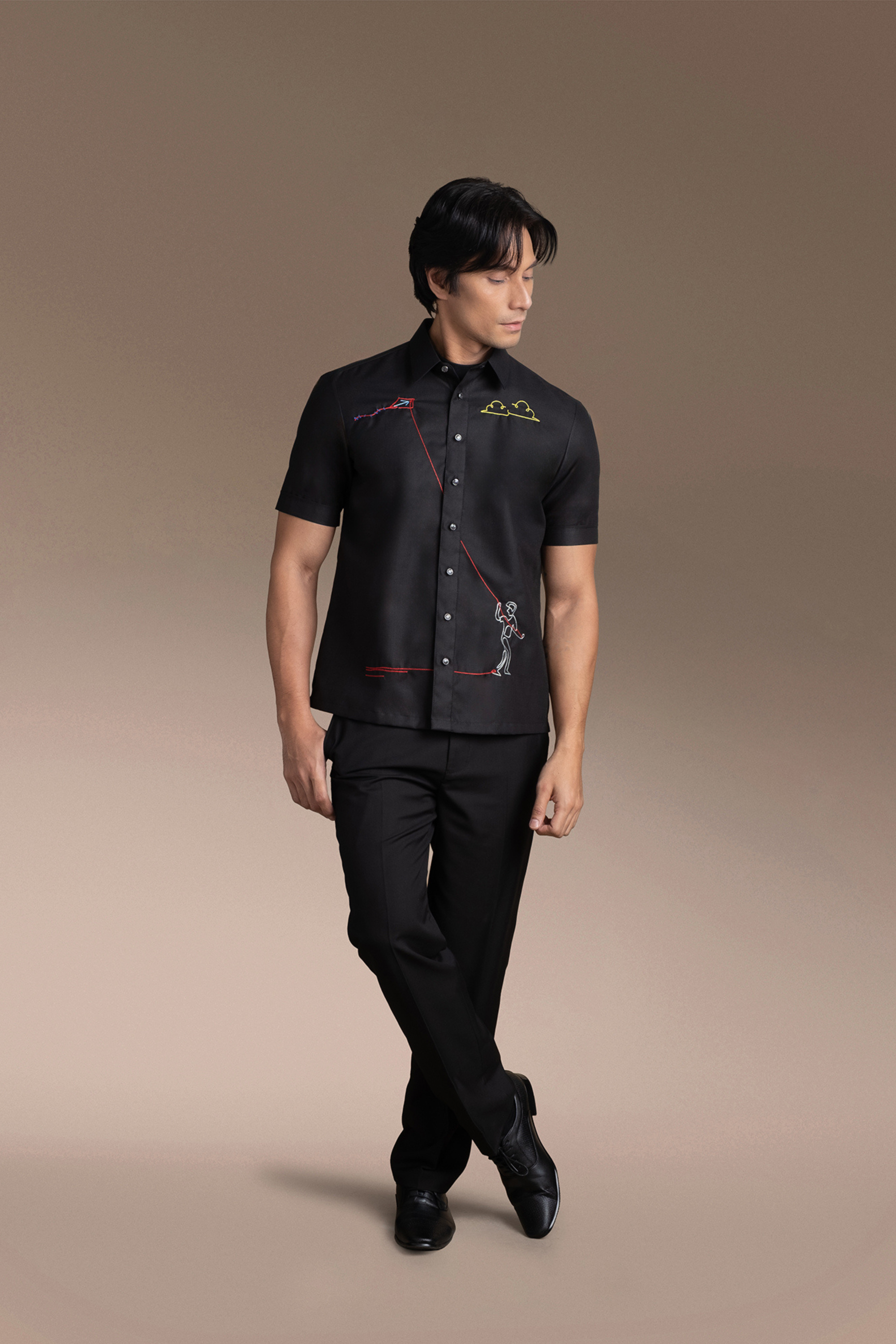 Onesimus Men’s Office Barong, Polyester-cotton Blend, Embroidered