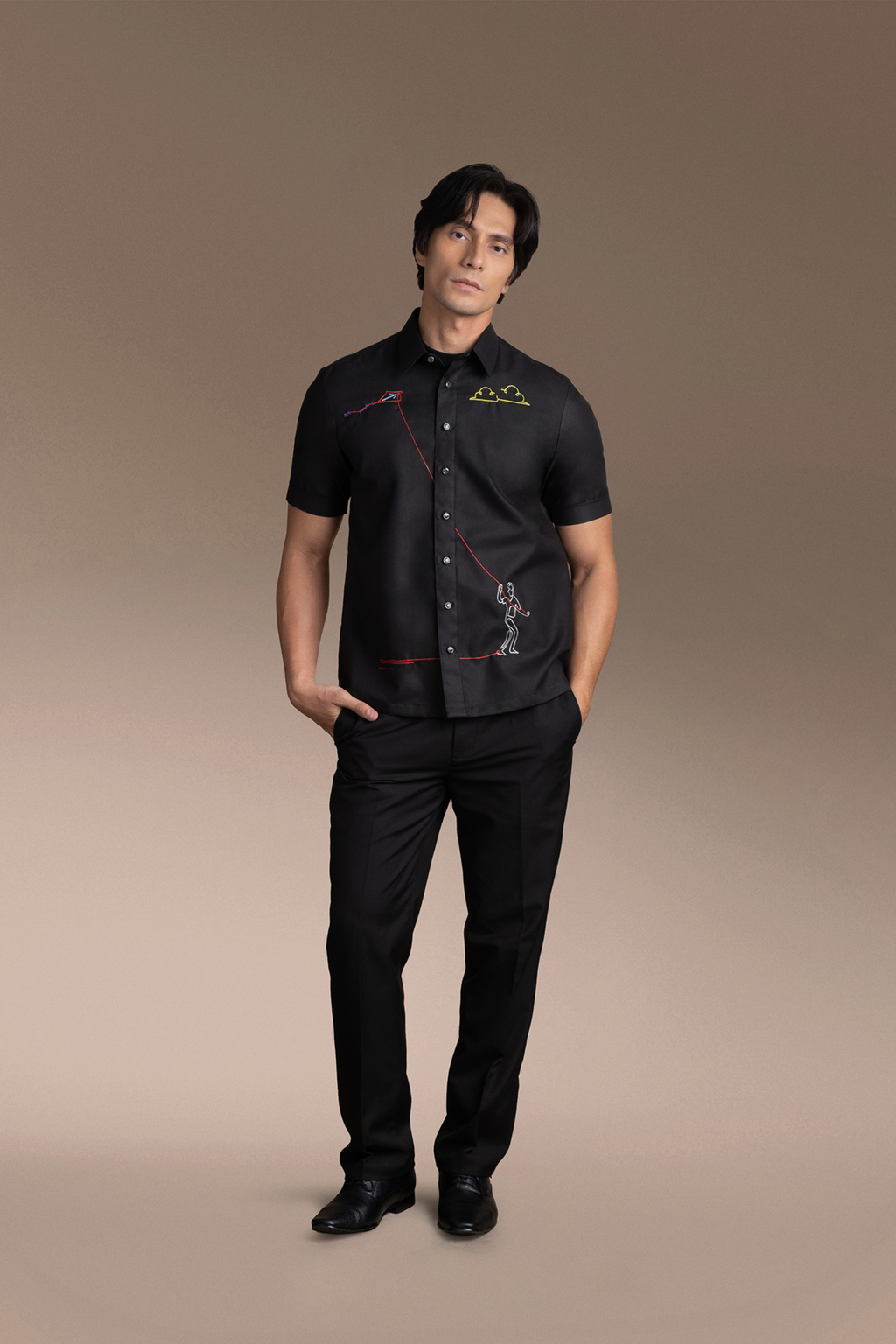 Onesimus Men’s Office Barong, Polyester-cotton Blend, Embroidered