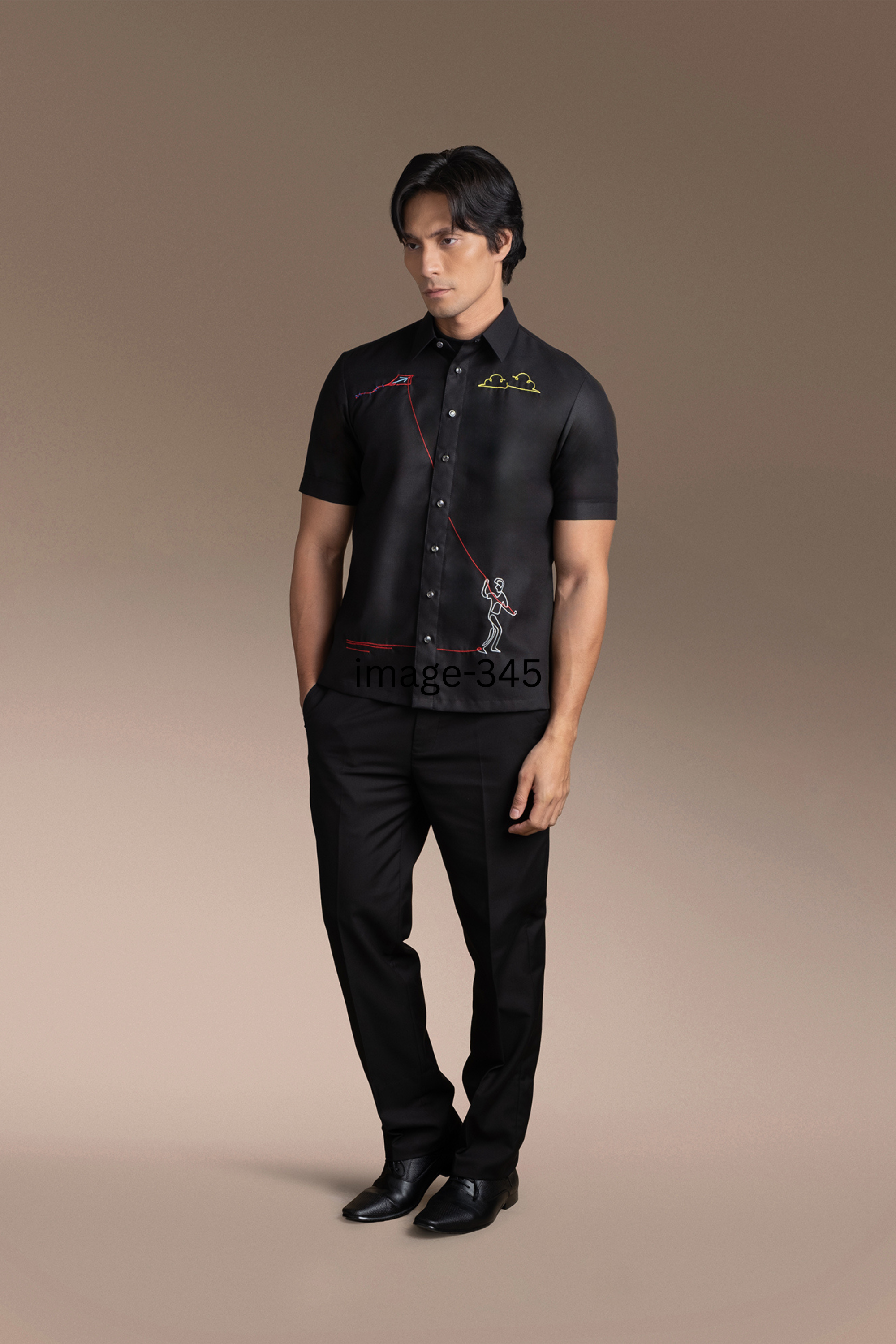 Onesimus Men’s Office Barong, Polyester-cotton Blend, Embroidered