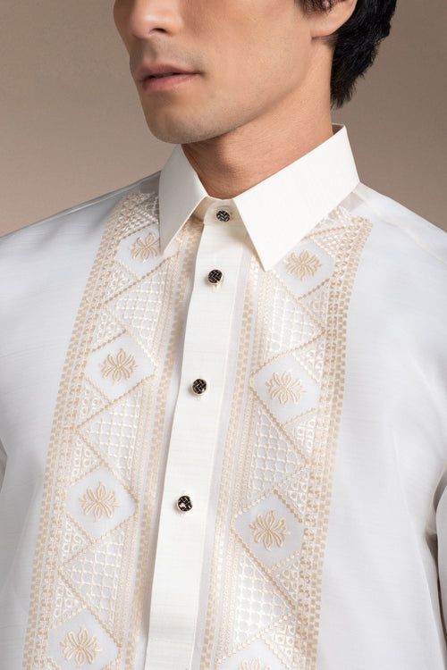 Onesimus Men’s Formal Barong Tagalog, Classic Pure Natural Silk, Embroidered