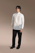 Onesimus Men’s Formal Barong Tagalog, Textured Pure Natural Silk, Embroidered