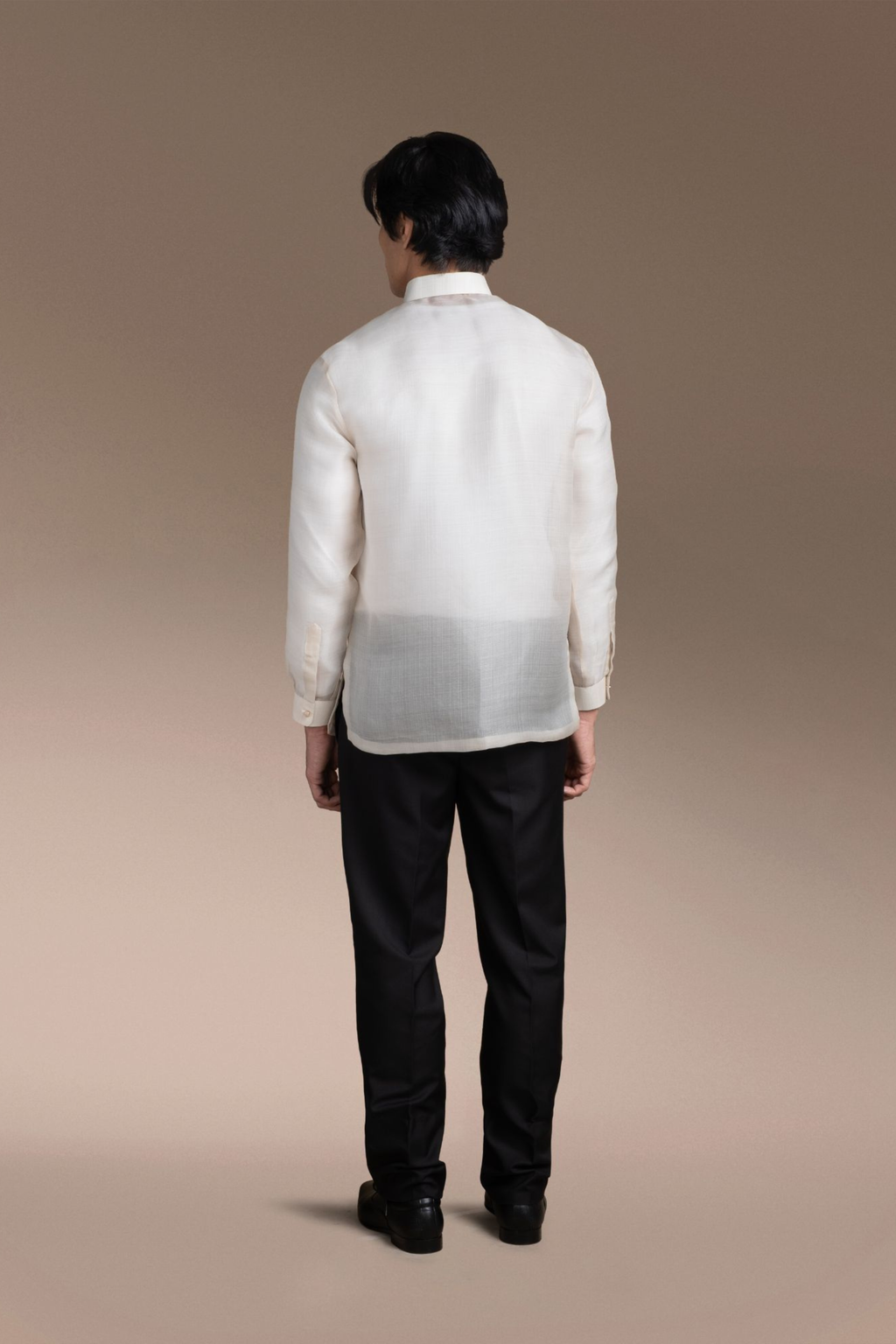 Onesimus Men’s Formal Barong Tagalog, Textured Pure Natural Silk, Embroidered