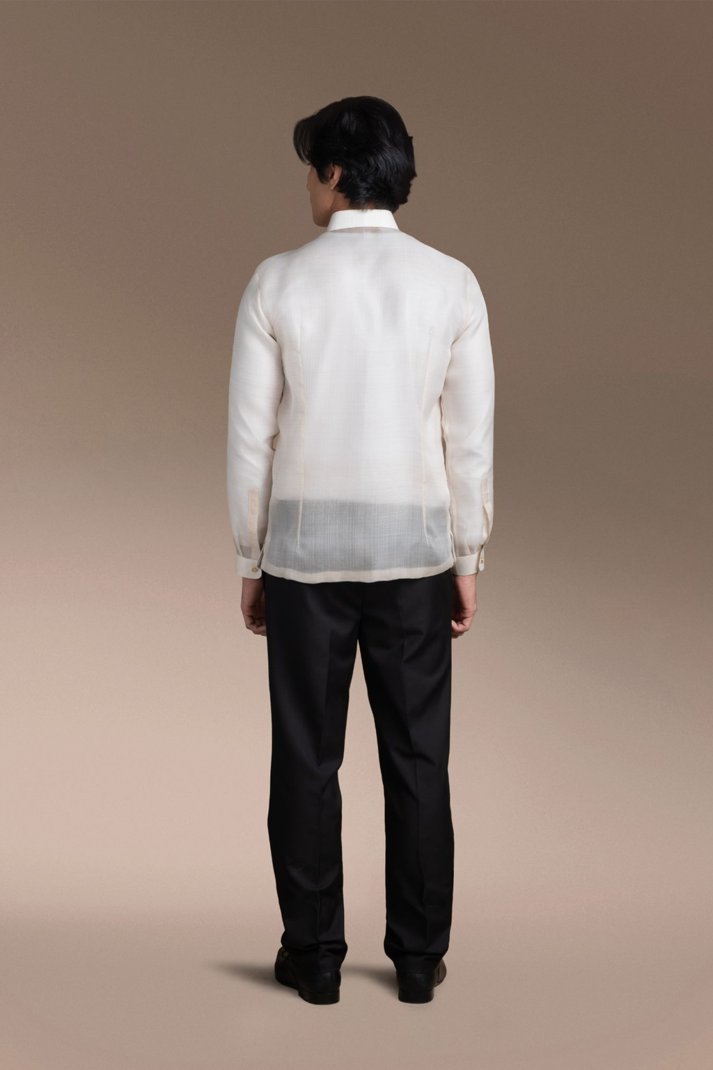 Onesimus Men’s Formal Barong Tagalog, Textured Pure Natural Silk, Embroidered