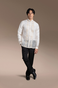 Onesimus Men’s Formal Barong Tagalog, Textured Pure Natural Silk, Embroidered