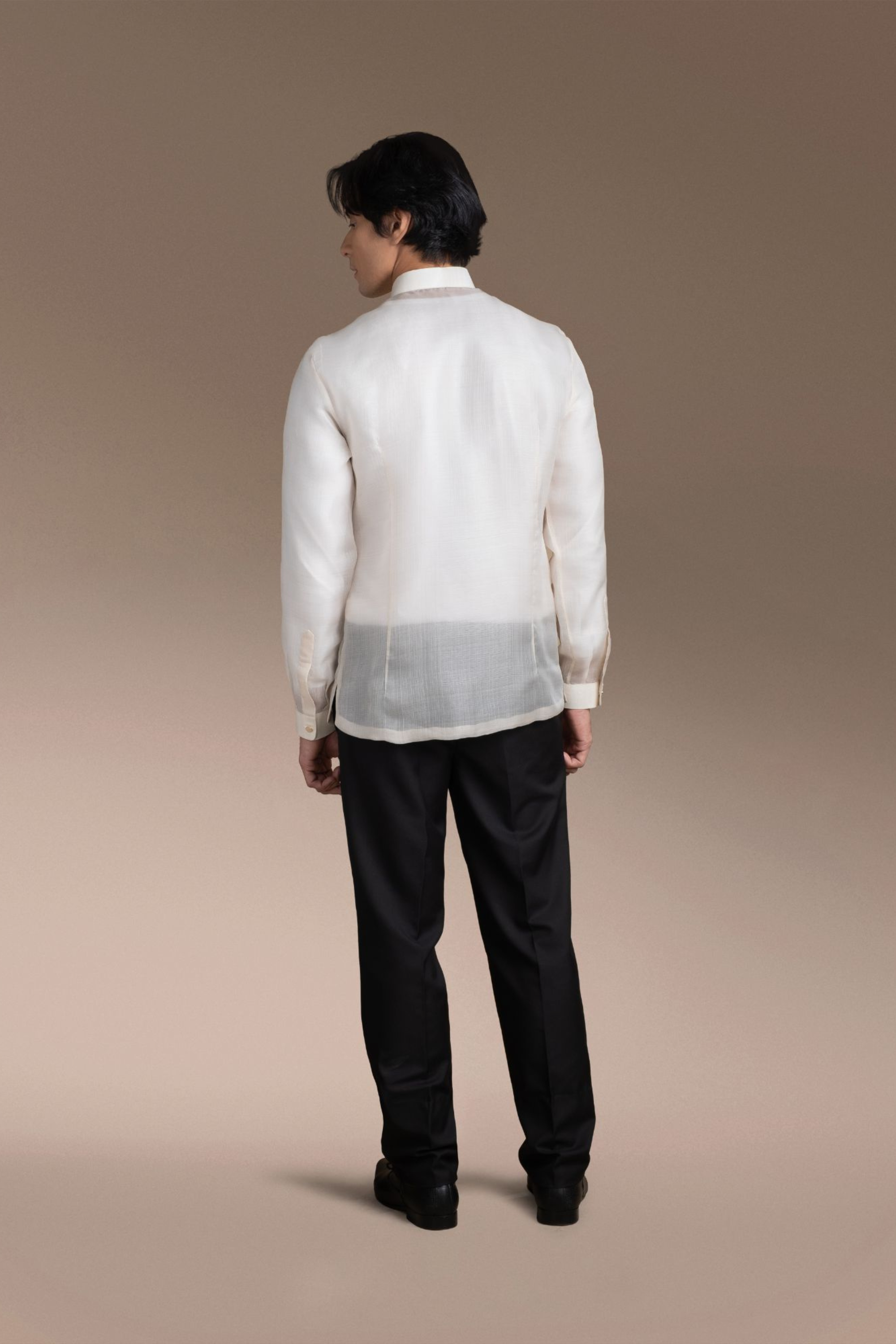 Onesimus Men’s Formal Barong Tagalog, Textured Pure Natural Silk, Embroidered