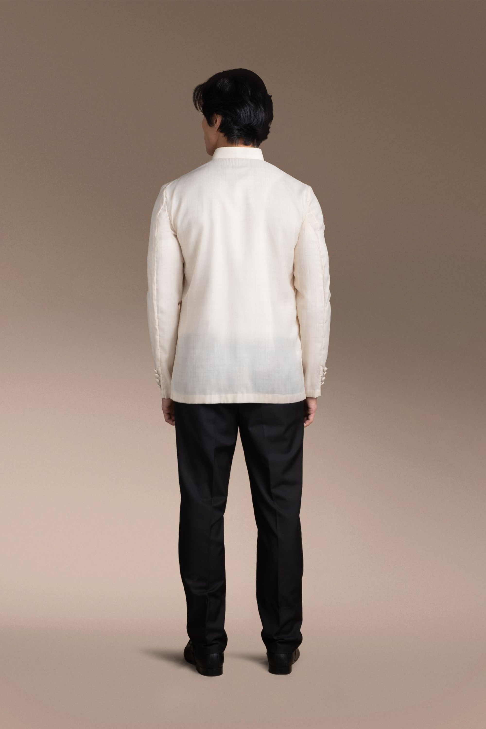 Onesimus Men’s Formal Barong Tagalog, Textured Faux Silk, Embroidered