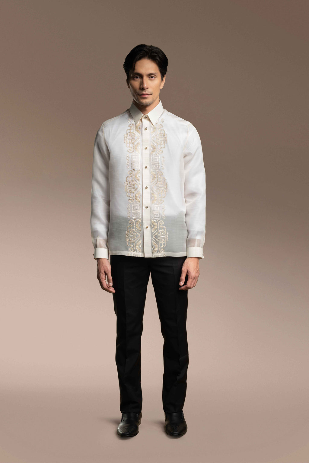 Onesimus Men’s Formal Barong Tagalog, Classic Pure Natural Silk, Embroidered