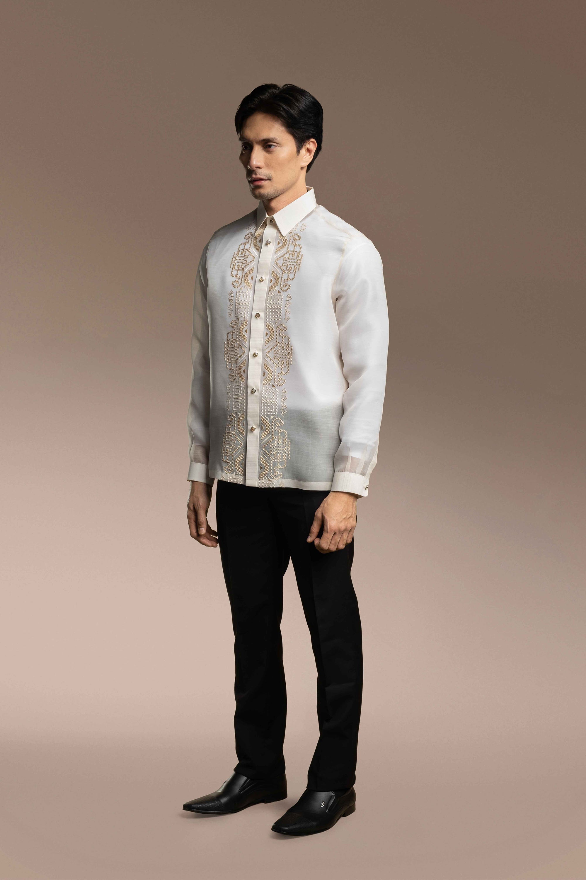 Onesimus Men’s Formal Barong Tagalog, Classic Pure Natural Silk, Embroidered