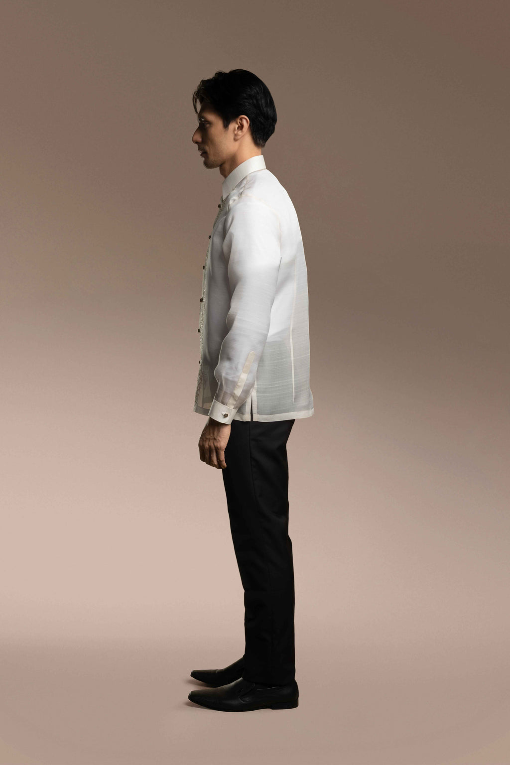 Onesimus Men’s Formal Barong Tagalog, Classic Pure Natural Silk, Embroidered