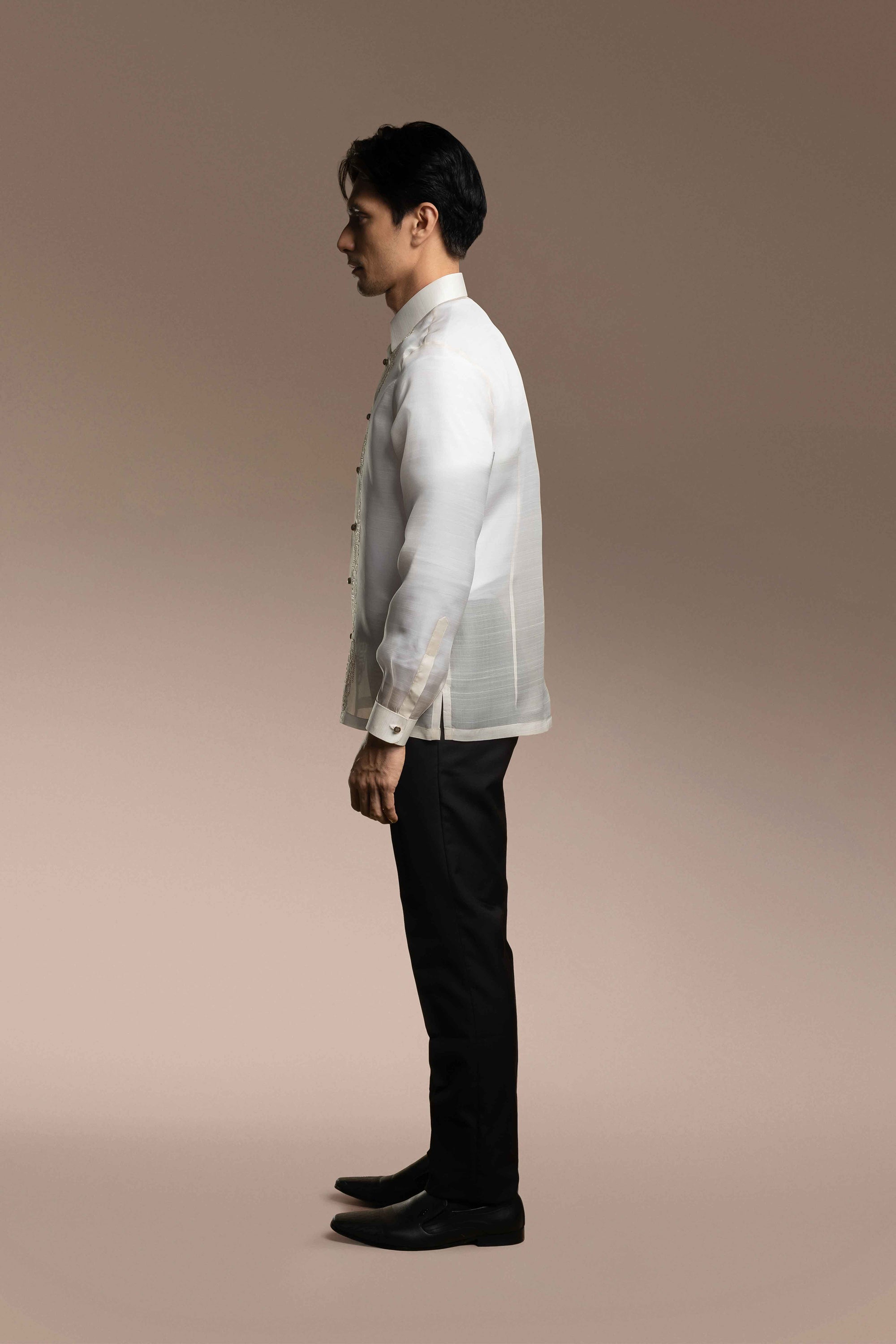 Onesimus Men’s Formal Barong Tagalog, Classic Pure Natural Silk, Embroidered