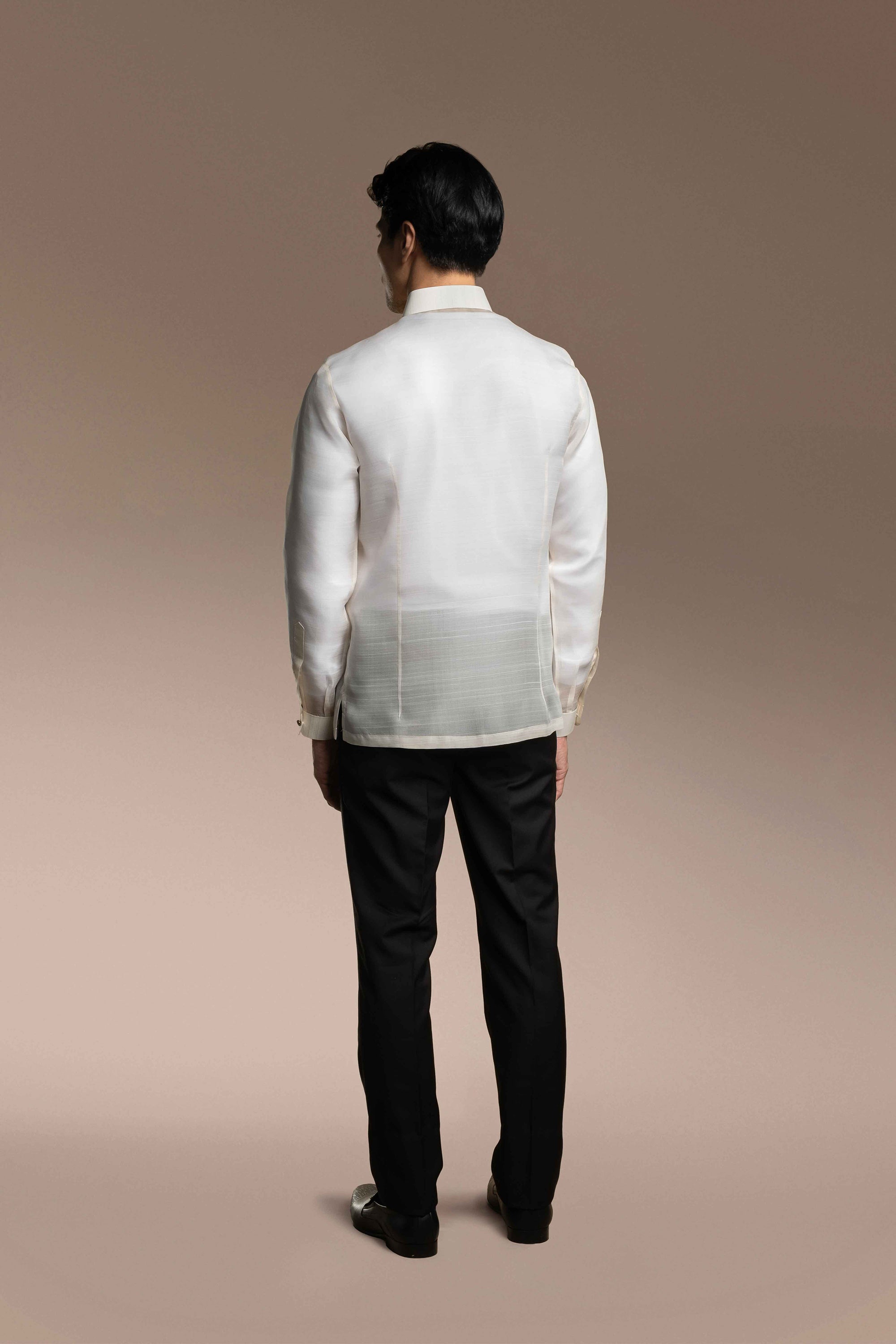 Onesimus Men’s Formal Barong Tagalog, Classic Pure Natural Silk, Embroidered