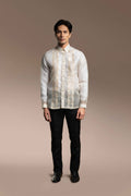 Onesimus Men’s Formal Barong Tagalog, Handwoven Pineapple Leaves Fiber and Natural Silk, Embroidered
