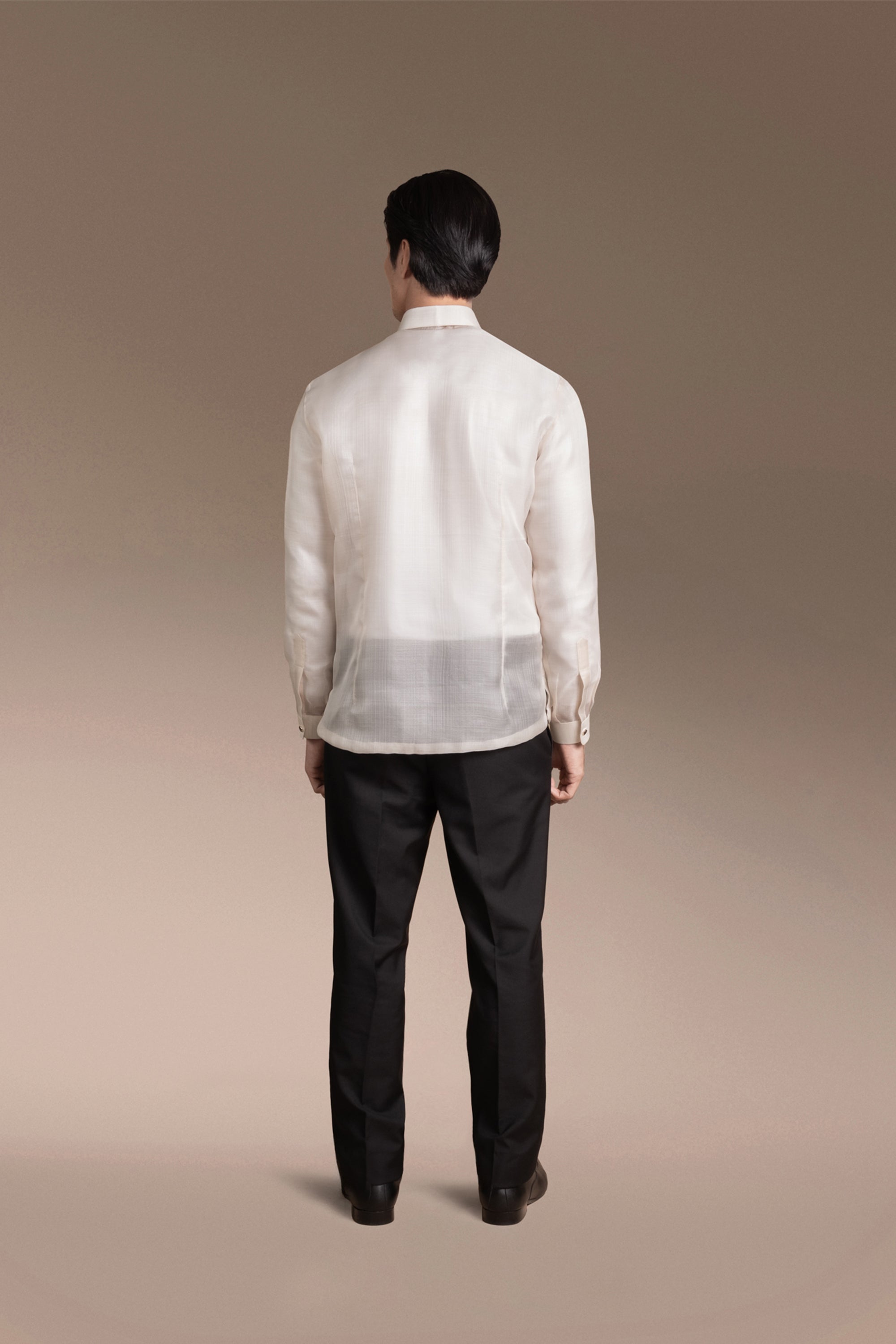 Onesimus Men’s Formal Barong Tagalog, Textured Pure Natural Silk, Embroidered